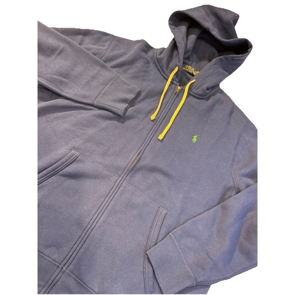 POLO RA LPH LAUREN‎ Full Zip Cabin Hoodie Sapphire Blue Men's LARGE
